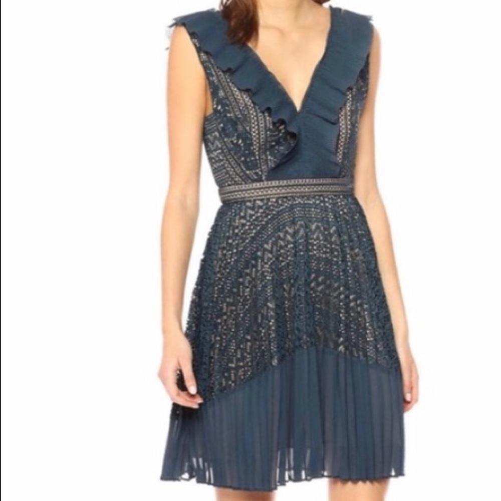 SOLD - French connection teal orabelle lace pleats